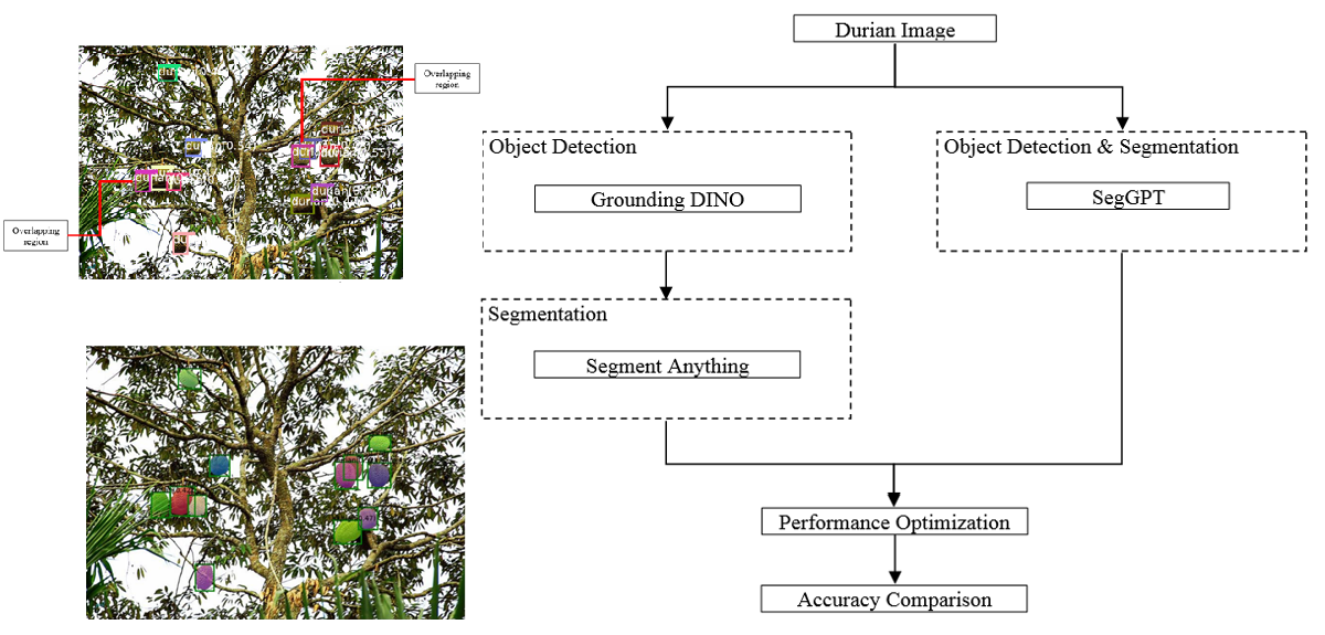 Detection and Sizing of Durian using Zero-Shot Deep Learning Models