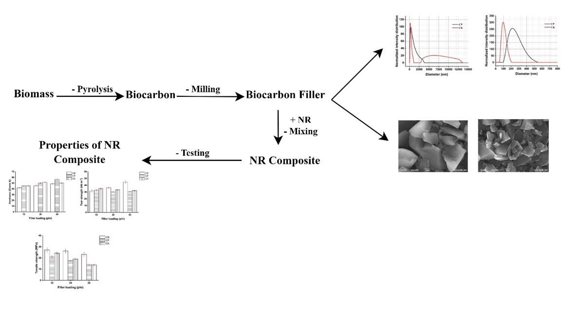 Index terms: Biomass-based biocarbon; Filler; Mechanical properties; Natural rubber composite